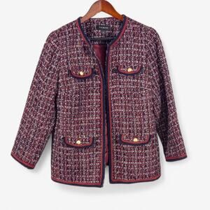 Talbots Burgundy and Navy Tweed Jacket